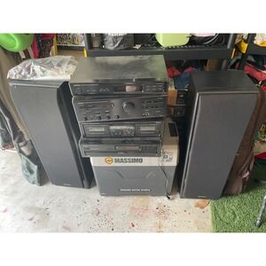 Onkyo Stereo Receiver Tuner Cassette Deck CD Player Speakers Audio System